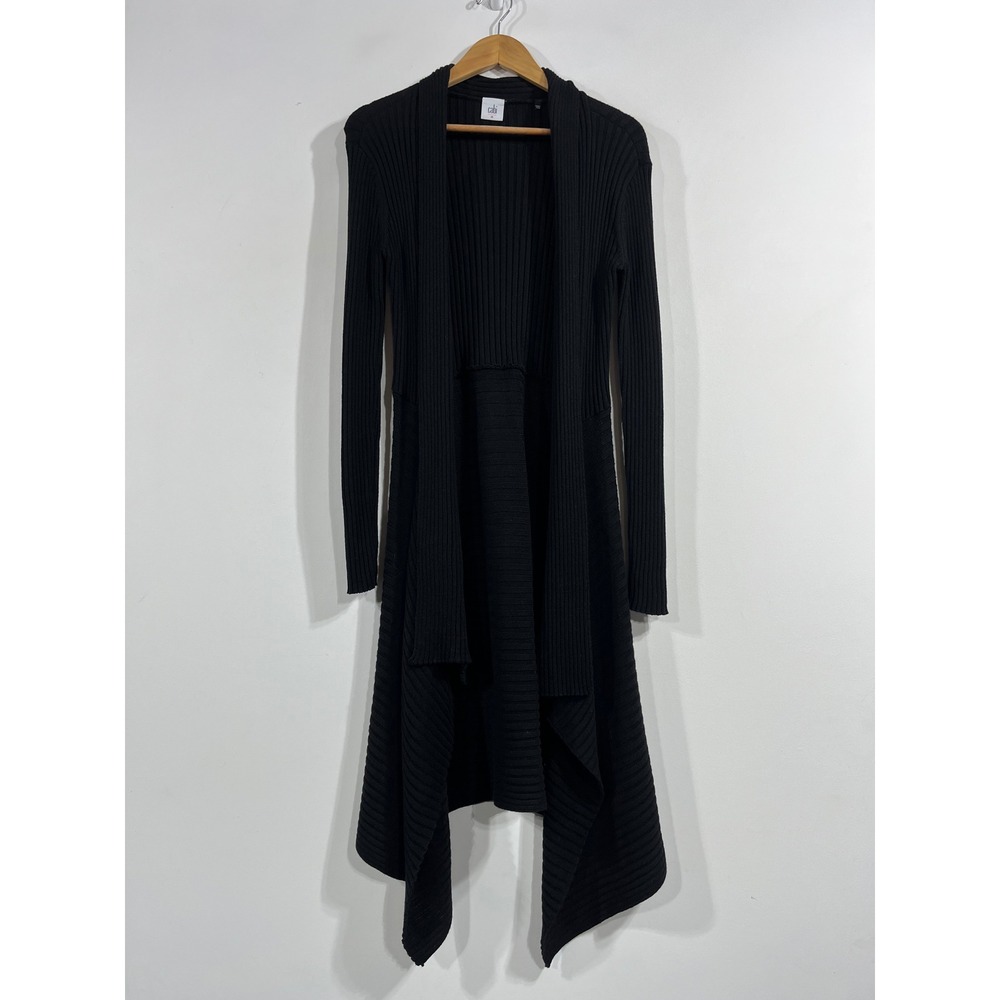 Cabi Lagenlook Artsy Ribbed Longline Open Front Cardigan Handkerchief Hem Medium